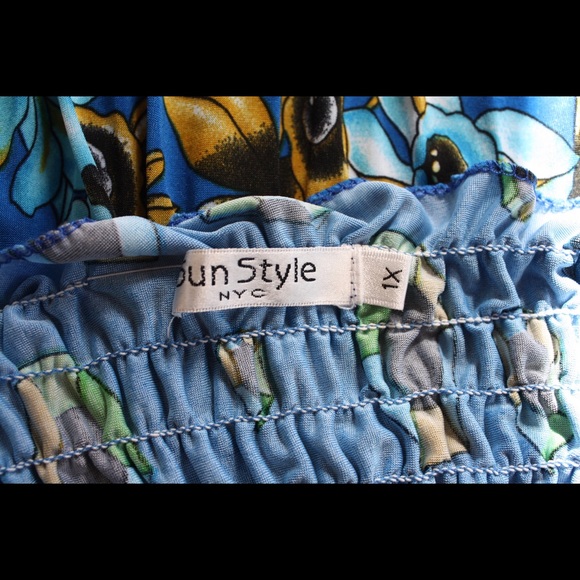 • Sun Style NYC • Blue Floral Diamond Dress - Picture 4 of 4